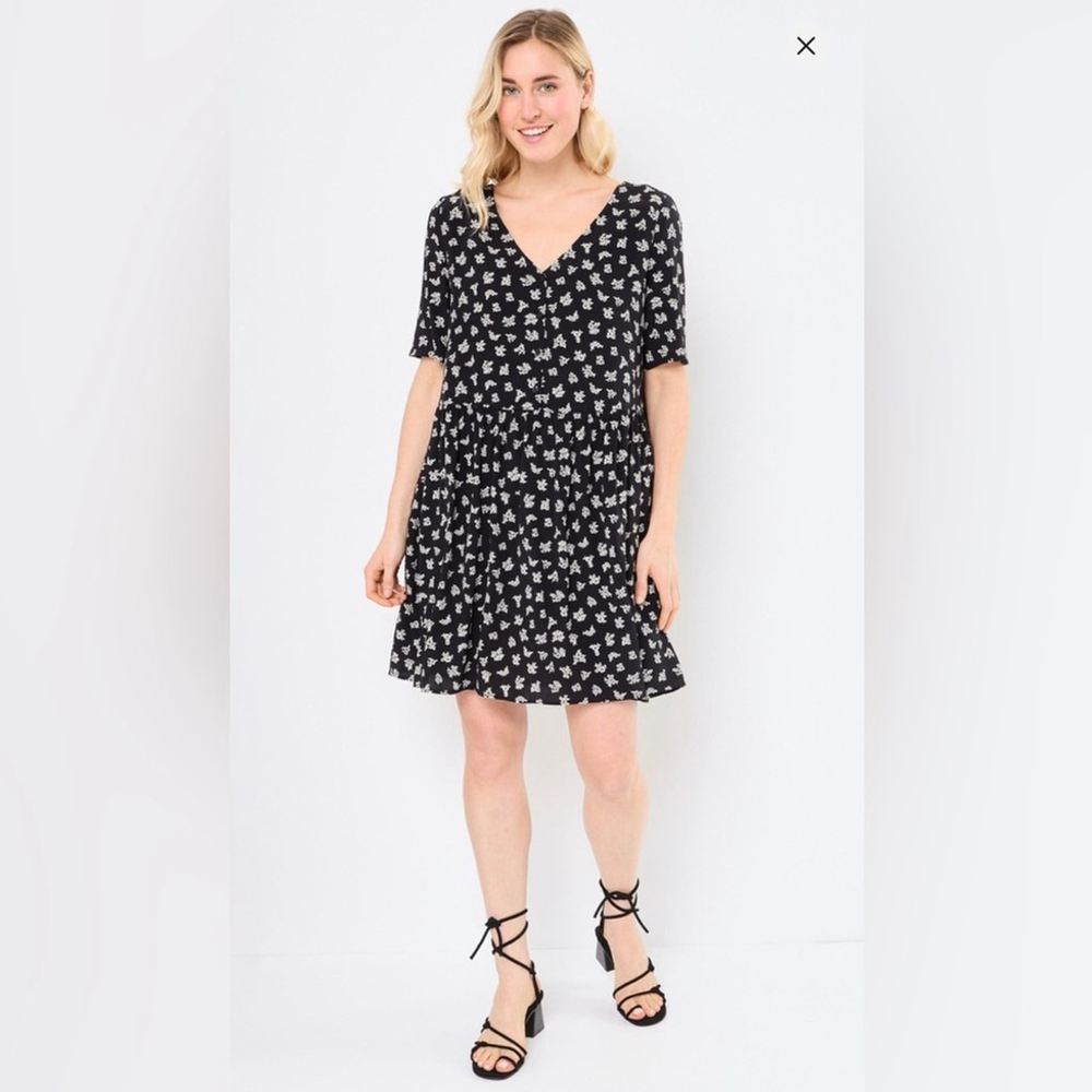 Des Petits Hauts dress ROMULUS womens black Ditsy floral Medium Large